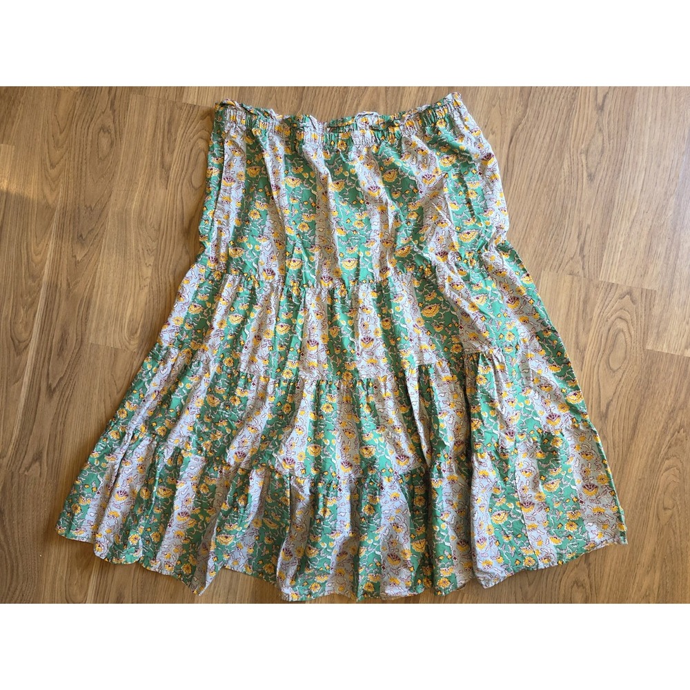 RHODE x Target Skirt Whimsical Green Summer Floral Midi Cotton Size XXL